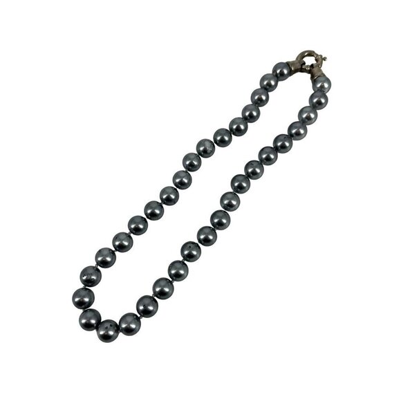 Gray Pearl Necklace Costume Jewelry  Lobster Claw Clasp - Picture 1 of 9